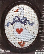 Vintage Counted Cross Stitch Kit Goose Blue Ribbon Good Shepherd w/ Frame  - $19.54