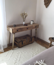 New Rustic Wooden Solid Mango Wood Hallway Console Table With 3 Storage Drawers - £178.42 GBP