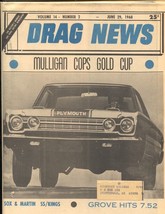 Drag News 6/29/1968-Mulligan Cops Gold Cup cover-1968 Drag News-Vol.14 #2-VF - £41.25 GBP