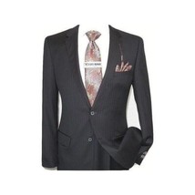Mens Wool Cashmere Black Stripe Business Suit Giorgio Cosani Two Button 910 image 2