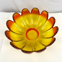 VTG Indiana Glass Amberina Tangerine Glass Fruit Bowl 11 1/4&quot; Glows Lotus  - $40.49