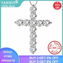 YANHUI With Certificate Silver Cross Pendant Necklace Women Silver 925 Jewelry I - £18.85 GBP