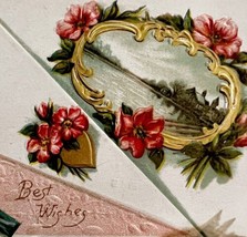 Cottage Victorian Best Wishes Card Postcard 1900s Embossed Germany PCBG11B - $19.99