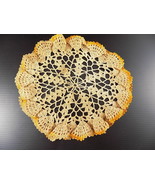 Vintage HANDMADE CROCHET DOILY 9&quot; Wide Tan Multiple Edges w/ Orange Tip ... - $115.15 MXN