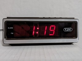 Vintage Tozaj Electronic LED Alarm Clock Model 1022 Faux Wood Grain Tested Works - $19.30