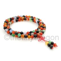 Multi Color Agate Mala 108 6mm Prayer Beads Necklace Stretch Wrap Bracelet Yoga - £7.95 GBP