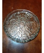 Vintage Very Heavy Etched Glass 15&quot; Serving Platter Floral Designs - $39.50