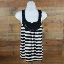 Derek Heart Top Women&#39;s Size L Black White Striped TO11 - $8.41