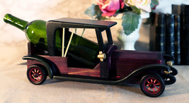 Hand Made Wood Retro Antique Style Purple Model T Sedan Car Wine Holder Figurine - £44.75 GBP