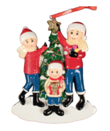 Christmas Personalized Tree Ornament Family of 3 with Tree 5 Inches Tall - $15.88