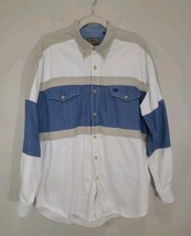 Vintage Roper Long Sleeve Shirt L Large Color Block Tan Khaki Blue Jean ... - £18.17 GBP