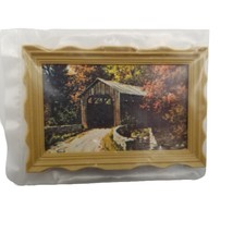 Vintage Dollhouse Miniature Wall Art Chrysnbon Framed picture Covered Bridge - £14.32 GBP