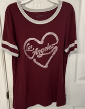 Arizona Girls Burgundy Varsity Stripes on Sleeves Los Angeles Size L T Shirt - £8.98 GBP