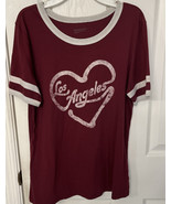 Arizona Girls Burgundy Varsity Stripes on Sleeves Los Angeles Size L T S... - £8.91 GBP