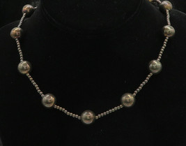 TIFFANY 925 Silver - Vintage Shiny Brown Pearls Beaded Chain Necklace - NE3309 - £329.87 GBP