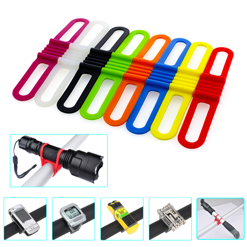 4PCS Silicone Bicyle Motorcycle Handlebar Strap Flashlight Phone Bracket