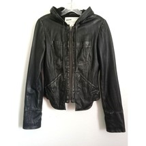 EVER Leather Hoodie Jacket NWOT Moto Black Distressed Zip Lined Pockets ... - $285.00