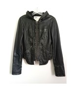 EVER Leather Hoodie Jacket NWOT Moto Black Distressed Zip Lined Pockets ... - $285.00