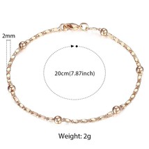 585 Rose Gold 6mm 8mm Round Bead Chain Bracelet for Women Girls Lobster Clasp We - £9.37 GBP