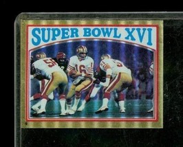 Vintage 1982 Topps Mini Chrome Football Sticker Trading Card #9 Super Bowl Xvi - £7.90 GBP