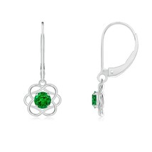 ANGARA Lab-Grown 0.48 Ct Emerald Intertwined Flower Dangle Earrings in 14K Gold - £684.21 GBP