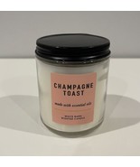 Bath and Body Works Champagne Toast Scent Candle Single Wick 7oz White B... - £11.65 GBP