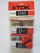 2 Pack TDK D60 High Output IECI Type I Blank Cassette Tapes New Sealed - £8.21 GBP