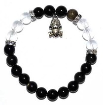 8mm Obsidian, Goldsheen/ Quartz with Frog - £19.80 GBP