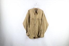 Vintage 90s Streetwear Mens XL Distressed Big Pocket Band Collar Button Shirt - £33.44 GBP