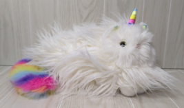 Douglas Fluffy White Cat Plush Caticorn Ziggy Unicorn Long Rainbow tail horn - £7.83 GBP