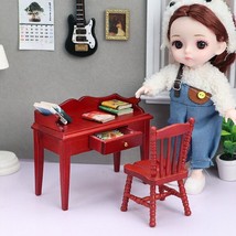 AirAds Dollhouse 1:12 dollhouse furniture student table chair books (set 3) - £14.41 GBP