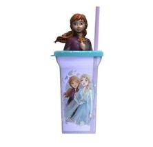 NEW Frozen 2 Zak Designs 15 oz Anna Sip Bottle with Straw, Purple, Blue, Elsa - £7.82 GBP