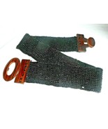 Belt Glass Beaded Black Clipping Wooden Buckle Stretchy Indonesia Fashio... - £19.65 GBP