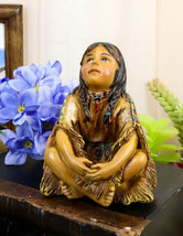 Cultural Native American Indian Tribal Child Girl Sitting Collectible Figurine - $17.99