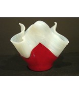 Dale Navis  Stunning Red and White Handkerchief Vase Studio Art Glass  - £11.98 GBP