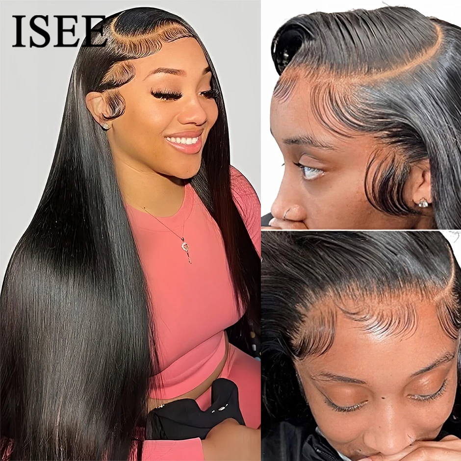 ISEE HAIR Wig Malaysian Straight 13x4 HD Lace Frontal Wig Pre Bleached Knots - £80.85 GBP+