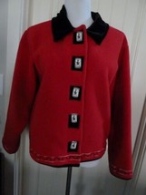 Vintage Denan Designs Women&#39;s Fleece Jacket Sz Large Velvet Collar Large... - £42.80 GBP
