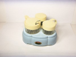 REVOLIT PLASTIC  SALT &amp; PEPPER SHAKERS  &amp; SUGAR with TRAY SET VINTAGE UN... - $19.75