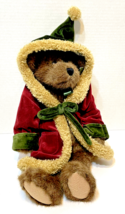 VTG Boyds Collection Jointed Christmas Brown Bear With Velvet Red Green ... - £12.89 GBP
