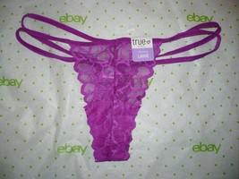 Rue 21 Women&#39;s Thong Panties X-LARGE Neon Purple Lace W Strappy Sides NEW - £8.49 GBP