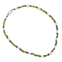 Natural Peridot Aventurine Moonstone Gemstone Smooth Beads Necklace 17&quot; UB-6585 - £7.82 GBP