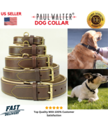 GENUINE LEATHER Dog Collar with Heavy Duty Adjustable Padded Collar, Bla... - $22.76+