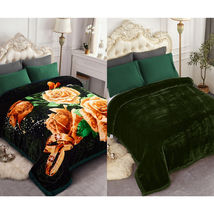 Green - Rose Theme Winter Bed Blanket Reversible Blanket King Size - £97.50 GBP