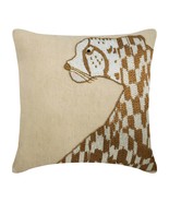 Beige Decorative Pillow Cover, Beaded 16&quot;x16&quot; Linen, Leopard Purr - $841.71 MXN+
