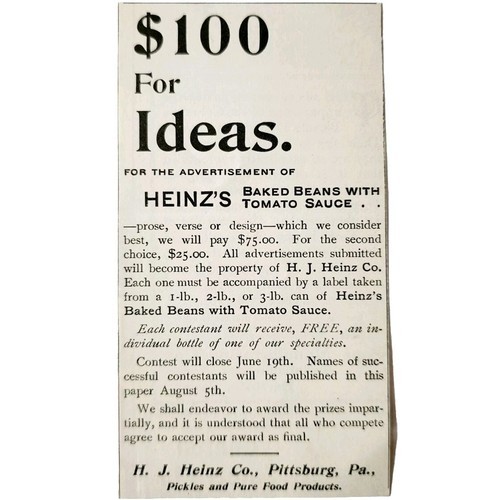 Heinz Baked Beans 1897 Advertisement Victorian Pittsburgh Pennsylvania A... - $19.99