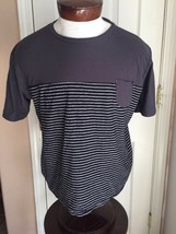 Thread &amp; Cloth Black Grey &amp; White Striped Short Sleeve Shirt Men&#39;s XL - £7.85 GBP