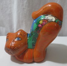 Hand-painted Terra Cotta Orange Cat Kitten Figurine Mexican Folk Art - £15.98 GBP