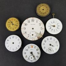antique pocket watch movement lot X7 Waltham Crown Bosan face parts vintage - $59.99