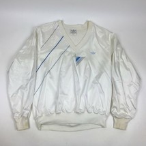 Vintage 80s ADIDAS Windbreaker TREFOIL V neck Swishy Satin Streetwear USA - £42.82 GBP