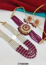 Light Weighted Kundan Choker &amp; Necklace Earrings Jewelry Set Women Girls... - $20.38